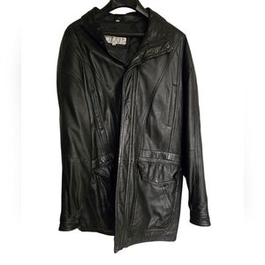 Vintage Collezione sa Men's Black Leather Jacket Medium